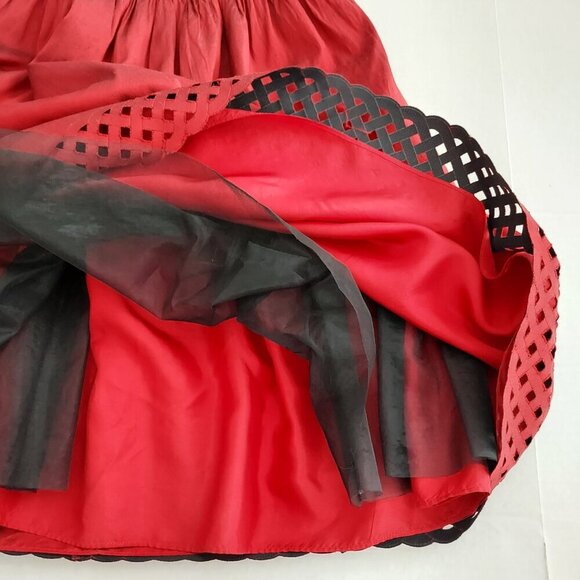 Dimples Los Angeles Red Silk Short Sleeve Dress With Sash Size 6x - Picture 9 of 9